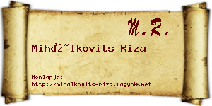 Mihálkovits Riza névjegykártya